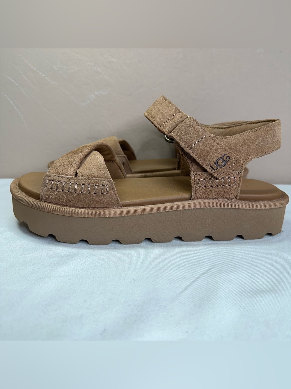 UGG Platform Sandals Suede Chestnut Brown Women's 8 - Worn Once!